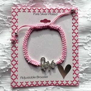 NWT JCPenney Pink/Silver Rhinestone Love Bracelet